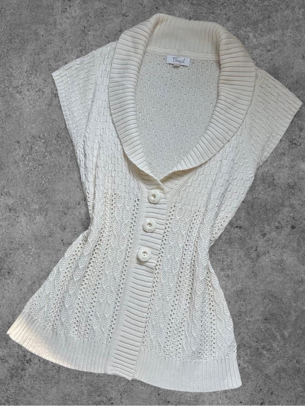 Fossil Cream White Knit Sweater Top